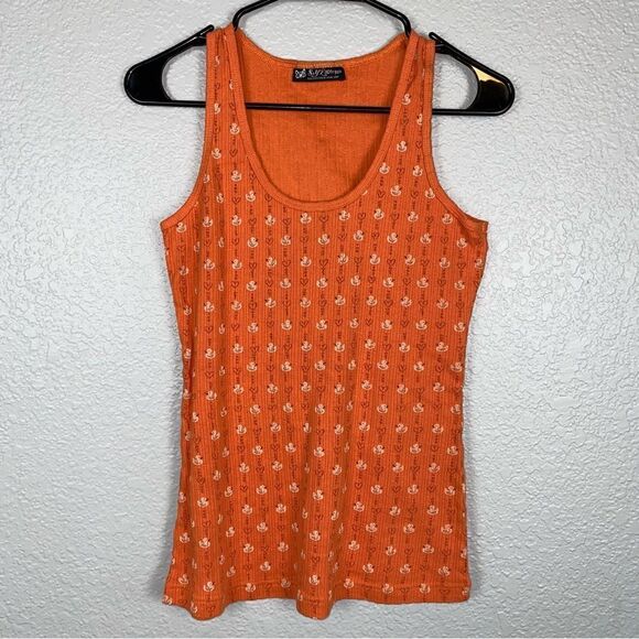 Self Esteem Womens Duck Print Scoop Neck Sleeveless Tank Top Orange Medium - Picture 1 of 4
